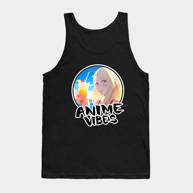 Cute Anime Girl on vacation - Anime Shirt Tank Top by KAIGAME Art